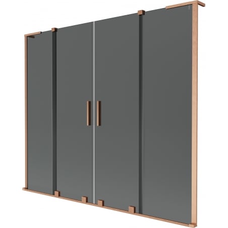 Mexen Velar L Duo Badewannenabtrennung 2-flügelig verschiebbar 180 x 150 cm, Graphit, gebürstetes Kupfer - 896-180-003-42-65