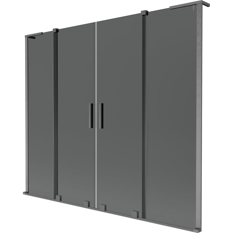 Mexen Velar L Duo Duschabtrennung, 2-teilig, verschiebbar, 180 x 150 cm, Graphit, gebürstetes Gun Grey - 896-180-003-42-66