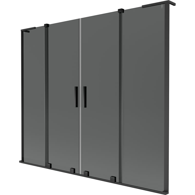 Mexen Velar L Duo Badewannenabtrennung 2-flügelig verschiebbar 200 x 150 cm, Graphit, Schwarz - 896-200-003-42-70