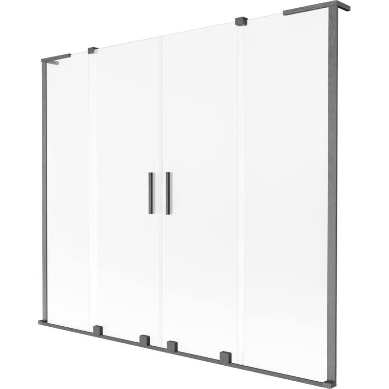 Mexen Velar L Duo-Duschabtrennung, 2-flügelig, verschiebbar, 180 x 150 cm, satiniert, gebürstetes Gewehrgrau - 896-180-003-32-66