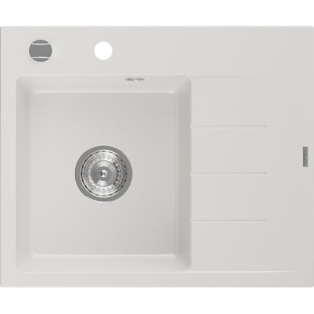 Mexen Ben granitspüle 1-becken mit abtropffläche, links 600 x 500 mm, weiß, siphon chrom - 6522605000-20