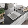 Mexen Ben granitspüle 1-becken mit abtropffläche, links 600 x 500 mm, weiß, siphon chrom - 6522605000-20