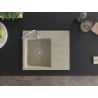 Mexen Ben Granitspüle 1-Becken mit Abtropffläche, links 600 x 500 mm, beige, Siphon chrom - 6522605000-69