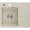 Mexen Ben Granitspüle 1-Becken mit Abtropffläche, links 600 x 500 mm, beige, Siphon chrom - 6522605000-69