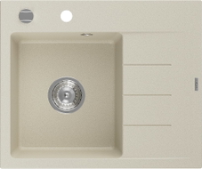 Mexen Ben Granitspüle 1-Becken mit Abtropffläche, links 600 x 500 mm, beige, Siphon chrom - 6522605000-69
