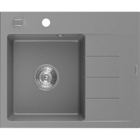 Mexen Ben Granitspüle 1-Becken mit Abtropffläche, links 600 x 500 mm, grau, Chrom-Siphon - 6522605000-71