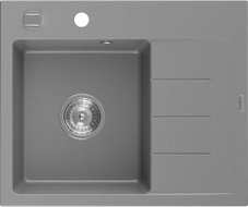 Mexen Ben Granitspüle 1-Becken mit Abtropffläche, links 600 x 500 mm, grau, Chrom-Siphon - 6522605000-71