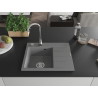 Mexen Ben Granitspüle 1-Becken mit Abtropffläche, links 600 x 500 mm, grau, Chrom-Siphon - 6522605000-71