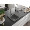 Mexen Ben Granitspüle 1-Becken mit Abtropffläche, links 600 x 500 mm, grau, Chrom-Siphon - 6522605000-71