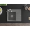 Mexen Ben Granitspüle 1-Becken mit Abtropffläche, links 600 x 500 mm, grau, Chrom-Siphon - 6522605000-71