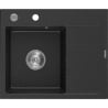 Mexen Ben Granitspüle 1-Becken mit Abtropffläche, links 600 x 500 mm, schwarz/silber metallic, Chromsiphon - 6522605000-73