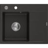 Mexen Ben Granitspüle 1-Becken mit Abtropffläche, links 600 x 500 mm, schwarz/gold metalic, Chrom-Siphon - 6522605000-75