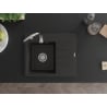 Mexen Ben Granitspüle 1-Becken mit Abtropffläche, links 600 x 500 mm, schwarz/gold metalic, Chrom-Siphon - 6522605000-75