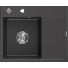 Mexen Ben Granitspüle 1-beckig mit Ablage, links 600 x 500 mm, schwarz gesprenkelt, Siphon Chrom - 6522605000-76