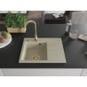 Mexen Ben Granitspüle 1-beckig mit Abtropffläche, links, 600 x 500 mm, beige, goldener Siphon - 6522605000-69-G
