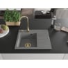 Mexen Ben Granitspüle 1-Becken mit Ablage, links 600 x 500 mm, grau, goldener Siphon - 6522605000-71-G