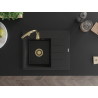 Mexen Ben Granitspüle 1-beckig mit Abtropffläche, links 600 x 500 mm, schwarz/silber metalleffekt, Siphon gold
