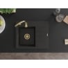 Mexen Ben Granitspüle 1-beckig mit Abtropffläche, links 600 x 500 mm, schwarz/gold metallic, Siphon gold - 6522605000-75-G