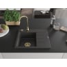 Mexen Ben Granitspüle 1-Becken mit Abtropffläche, links 600 x 500 mm, schwarz gesprenkelt, Siphon gold - 6522605000-76-G