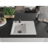 Mexen Ben Granitspüle 1-Becken mit Abtropffläche, links 600 x 500 mm, weiß, schwarzer Siphon - 6522605000-20-B