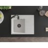 Mexen Ben Granitspüle 1-Becken mit Abtropffläche, links 600 x 500 mm, weiß, schwarzer Siphon - 6522605000-20-B