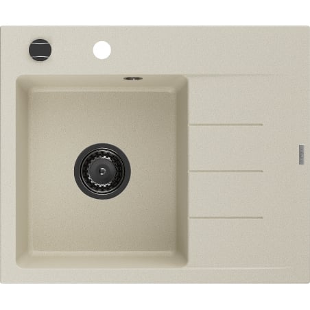 Mexen Ben Granitspüle ein Becken mit Abtropffläche, links 600 x 500 mm, beige, schwarzer Siphon - 6522605000-69-B