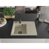 Mexen Ben Granitspüle ein Becken mit Abtropffläche, links 600 x 500 mm, beige, schwarzer Siphon - 6522605000-69-B