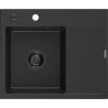 Mexen Ben Granit-Spüle 1-komorige mit Abtropffläche, links 600 x 500 mm schwarz/silber-metallic Siphon schwarz