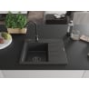 Mexen Ben Granitspüle 1-Becken mit Abtropffläche, links 600 x 500 mm, schwarz gesprenkelt, schwarzer Siphon - 6522605000-76-B