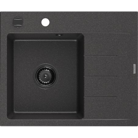 Mexen Ben Granitspüle 1-Becken mit Abtropffläche, links 600 x 500 mm, schwarz gesprenkelt, schwarzer Siphon - 6522605000-76-B