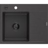 Mexen Ben Granitspüle 1-Becken mit Abtropffläche, links 600 x 500 mm, schwarz gesprenkelt, schwarzer Siphon - 6522605000-76-B