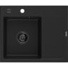 Mexen Ben Granitspüle 1-beckig mit Abtropffläche, links 600 x 500 mm, schwarz, schwarzer Siphon - 6522605000-77-B