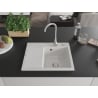 Mexen Ben 1-beckiges Granitspülbecken mit Abtropffläche, rechts 600 x 500 mm, weiß, Siphon Chrom - 6523605000-20