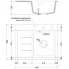 Mexen Ben 1-beckiges Granitspülbecken mit Abtropffläche, rechts 600 x 500 mm, weiß, Siphon Chrom - 6523605000-20