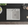 Mexen Ben 1-beckiges Granitspülbecken mit Abtropffläche, rechts 600 x 500 mm, weiß, Siphon Chrom - 6523605000-20