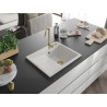 Mexen Ben Granitspüle 1-beckig mit Abtropffläche, rechts 600 x 500 mm, weiß, Siphon gold - 6523605000-20-G