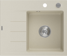 Mexen Ben Granitspüle 1-beckig mit Abtropffläche, rechts 600 x 500 mm, beige, Syphon chrom - 6523605000-69