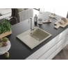 Mexen Ben Granitspüle 1-beckig mit Abtropffläche, rechts 600 x 500 mm, beige, Syphon chrom - 6523605000-69