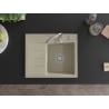 Mexen Ben Granitspüle 1-beckig mit Abtropffläche, rechts 600 x 500 mm, beige, Syphon chrom - 6523605000-69
