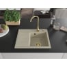 Mexen Ben Granitspüle 1-beckig mit Abtropffläche, rechts 600 x 500 mm, beige, Siphon goldfarben - 6523605000-69-G