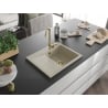 Mexen Ben Granitspüle 1-beckig mit Abtropffläche, rechts 600 x 500 mm, beige, Siphon goldfarben - 6523605000-69-G