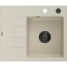 Mexen Ben Granitspüle 1-Becken mit Abtropffläche, rechts 600 x 500 mm, beige, schwarzer Siphon - 6523605000-69-B