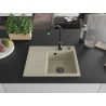Mexen Ben Granitspüle 1-Becken mit Abtropffläche, rechts 600 x 500 mm, beige, schwarzer Siphon - 6523605000-69-B