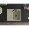 Mexen Ben Granitspüle 1-Becken mit Abtropffläche, rechts 600 x 500 mm, beige, schwarzer Siphon - 6523605000-69-B