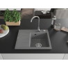 Mexen Ben Granitspüle 1-beckig mit Abtropffläche, rechts 600 x 500 mm, grau, Siphon chrom - 6523605000-71
