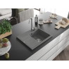 Mexen Ben Granitspüle 1-beckig mit Abtropffläche, rechts 600 x 500 mm, grau, Siphon chrom - 6523605000-71
