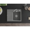 Mexen Ben Granitspüle 1-beckig mit Abtropffläche, rechts 600 x 500 mm, grau, Siphon chrom - 6523605000-71