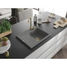Mexen Ben 1-Kammer-Granitzwischenbecken mit Abtropffläche, rechts 600 x 500 mm, grau, goldener Siphon - 6523605000-71-G