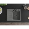 Mexen Ben Granitspüle 1-Becken mit Abtropffläche, rechts 600 x 500 mm, grau, Siphon schwarz - 6523605000-71-B