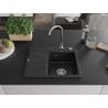 Mexen Ben 1-Kammer Granitspüle mit Abtropffläche, rechts 600 x 500 mm, schwarz/silber metallic, Siphon chrom - 6523605000-73